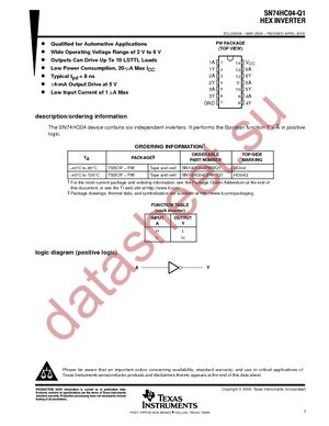 SN74HC04IPWRQ1 datasheet  